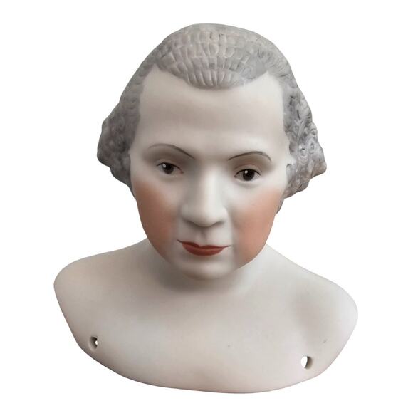 Vintage Hand Painted Bisque Doll Bust Head Man Founding Father Washington - Picture 1 of 5